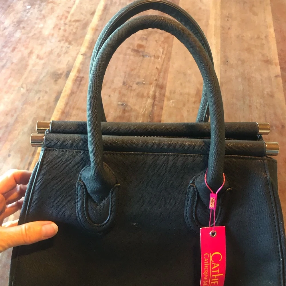 NWT Catherines Purse Black Structured Top-Handle Satchel